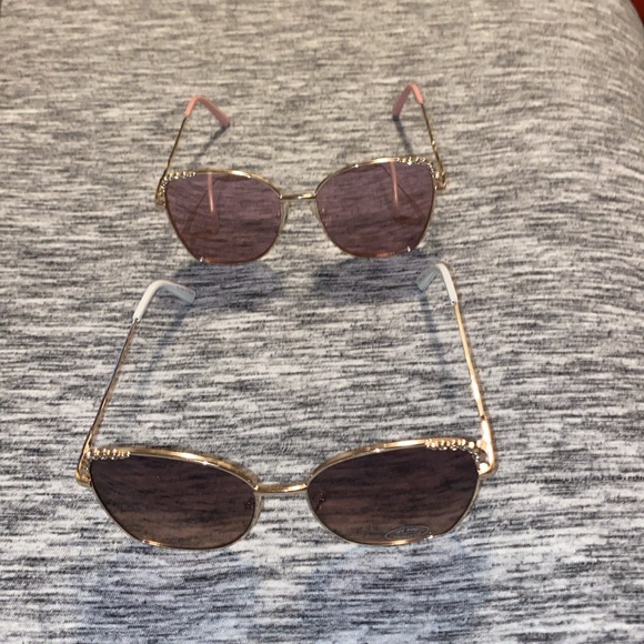 2 Pairs of Fashion Sunglasses Oversized Geometric Square Shaped Frames Gold-Tone - Picture 1 of 15